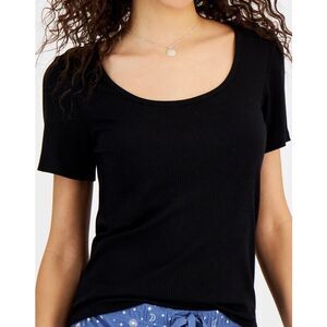 Jenni Women's Ribbed Pajama Short-Sleeve Shirt, Created‎ for Macy's Size L